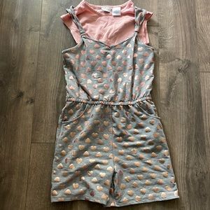 Girls metallic heart romper